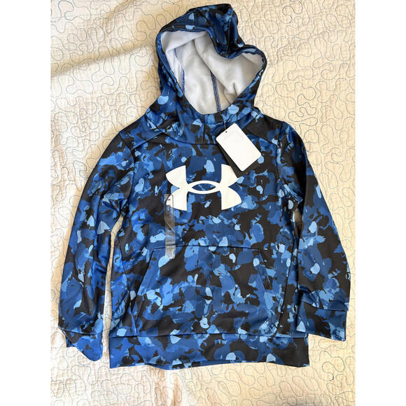 Under Armour Boys' Blue Camo Hoodie Sweatshirt Size XS - Picture 1 of 4